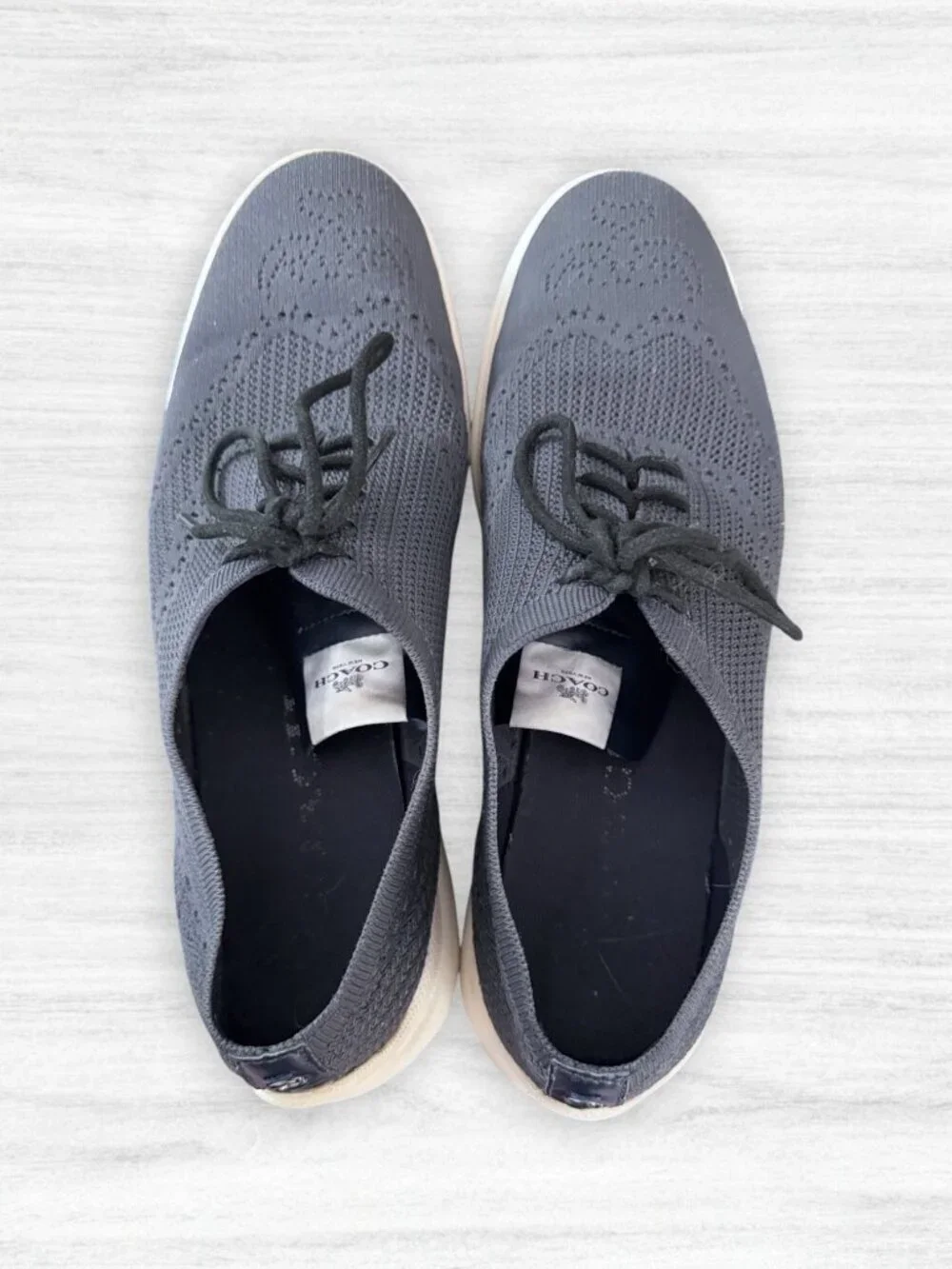 Coach Knit Sneakers Mens 10.5 Gray Black Lightweight Comfort Casual Lace Up